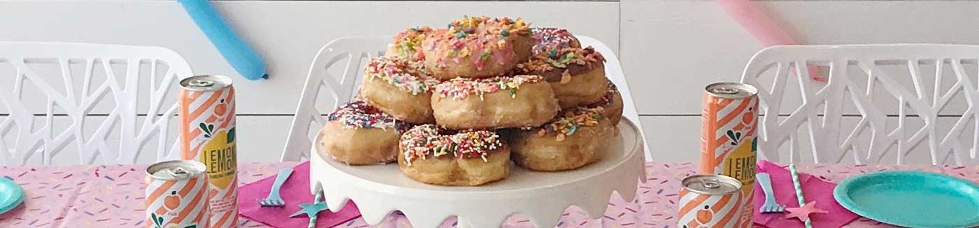 donut cake on table for party