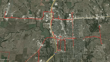 Aerial view of fiber optic coverage map